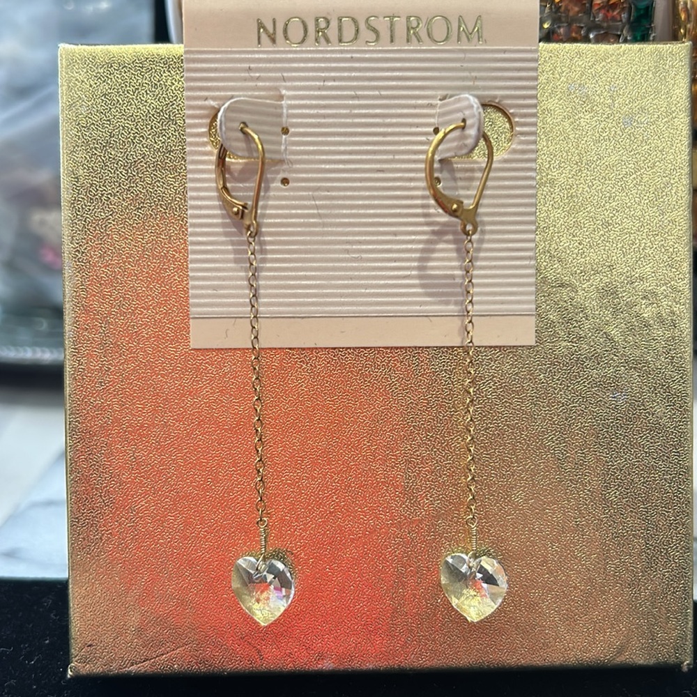 Crystal Hearts on a Chain Earrings-Boutique - Picture 4 of 5